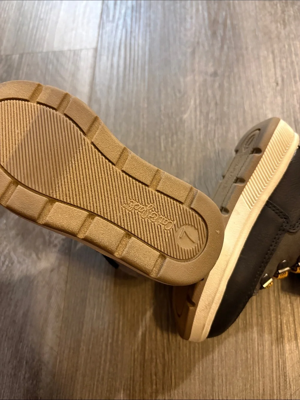 Cat & Jack Black and Gray Kids Ankle Boots with Yellow Accents